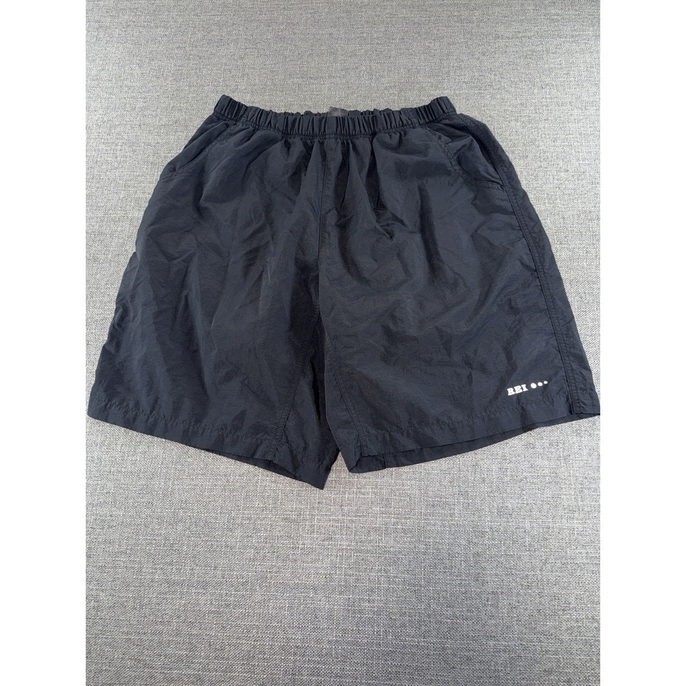 REI Men's Medium Black Nylon Running Athletic Shorts Lined Elastic Waist